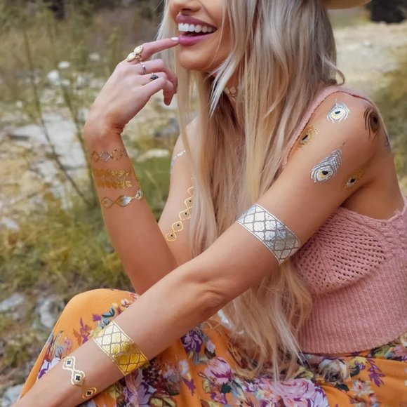 3 sheets Golden Silver Temporary Tattoo - Picture 13 of 13